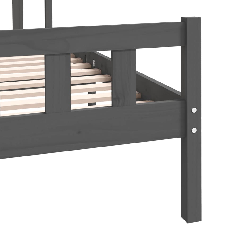 Bed Frame | Grey | Solid Pine Wood | Double | Durable | Bed Frame