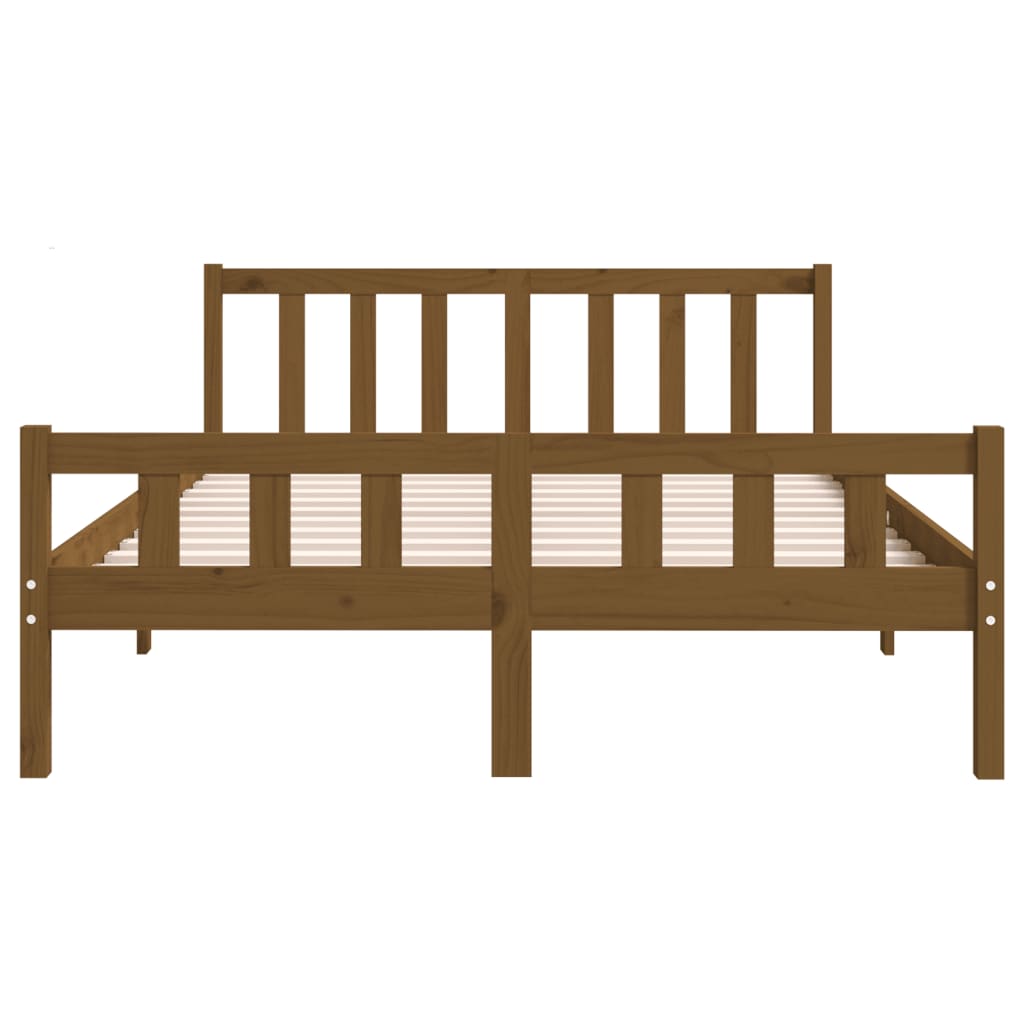 810662 vidaXL Bed Frame without Mattress Honey Brown Solid Wood 140x190 cm