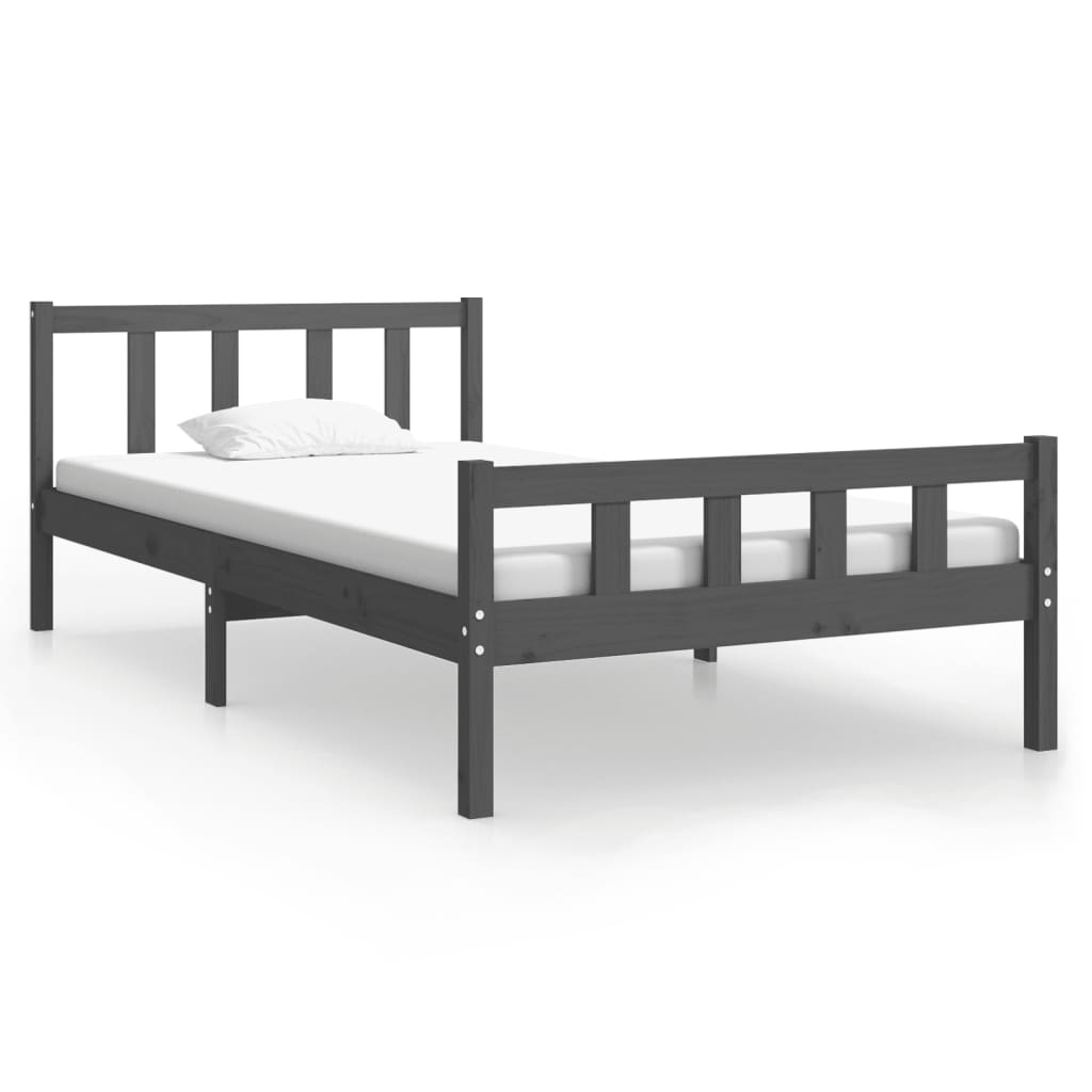 Bed Frame without Mattress Grey Solid Wood 100x200 cm