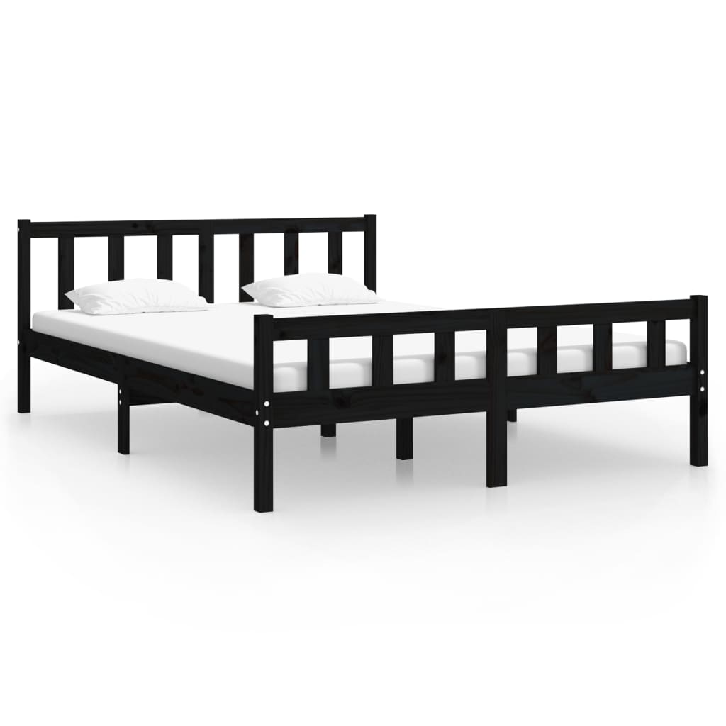 vidaXL Bed Frame without Mattress Black Solid Wood 120x200 cm