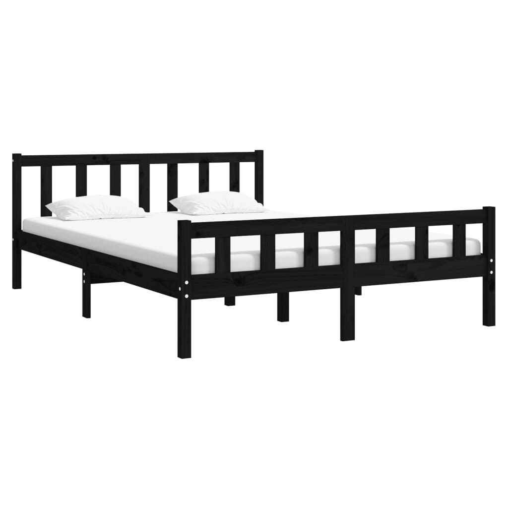 vidaXL Bed Frame without Mattress Black Solid Wood 120x200 cm