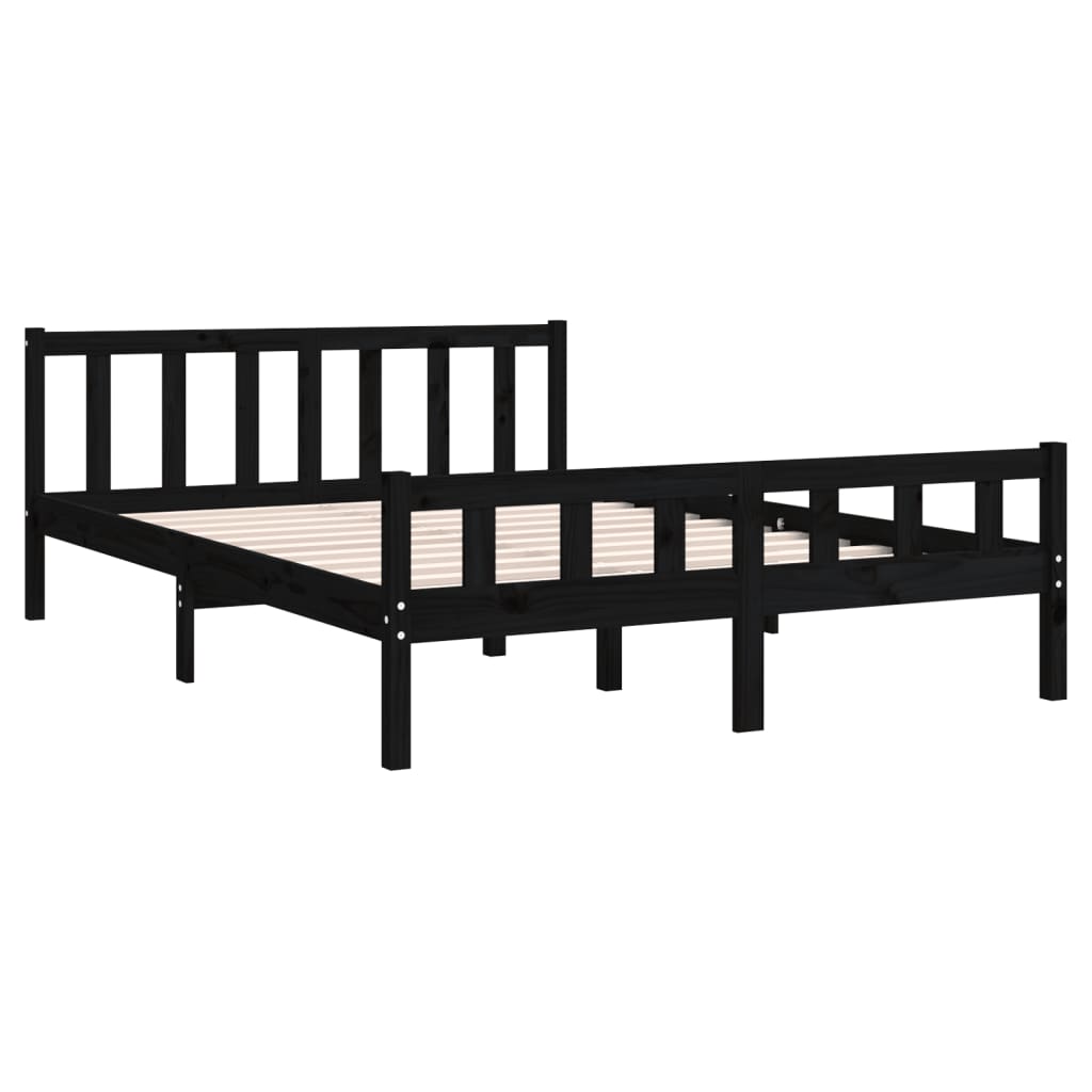 vidaXL Bed Frame without Mattress Black Solid Wood 120x200 cm