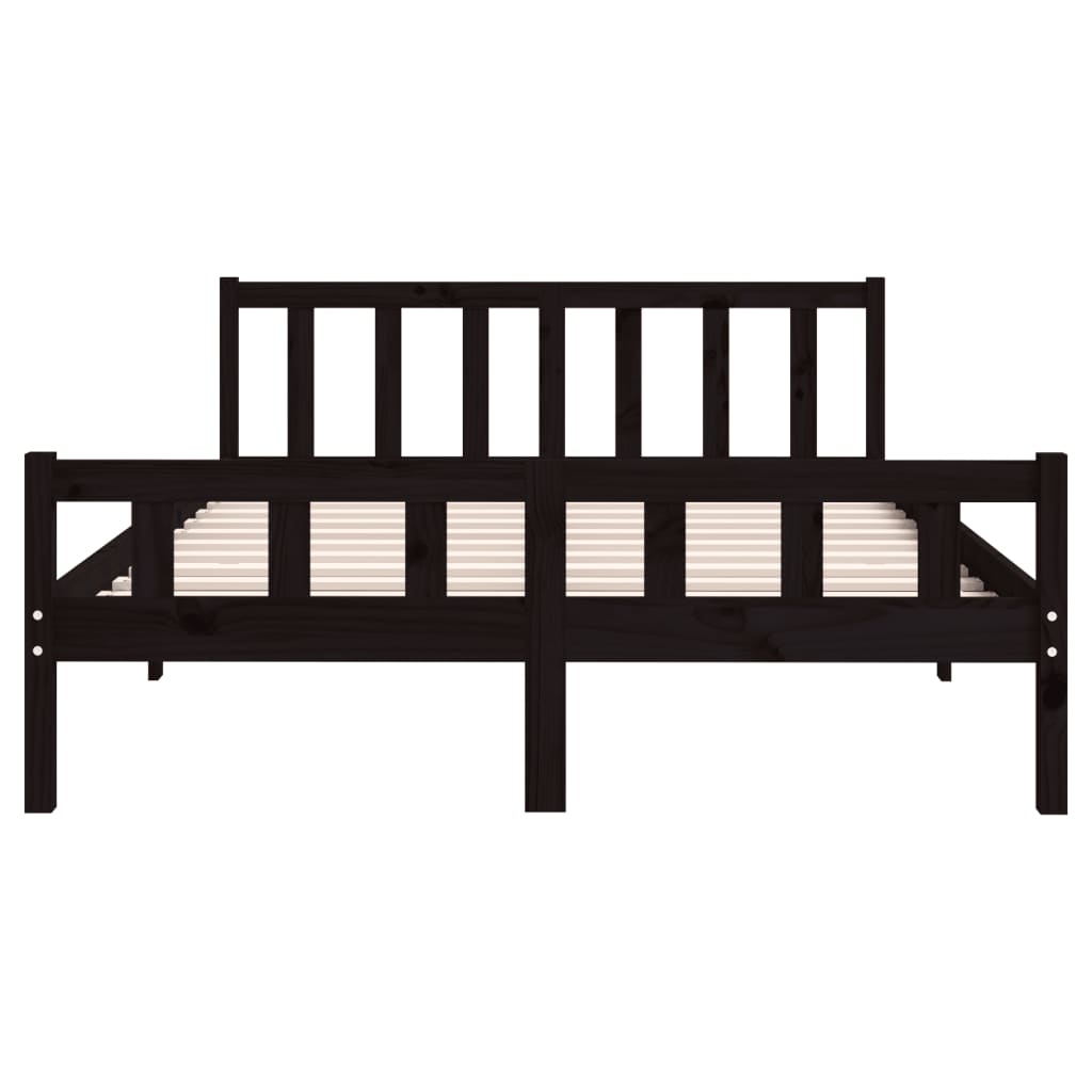 vidaXL Bed Frame without Mattress Black Solid Wood 120x200 cm