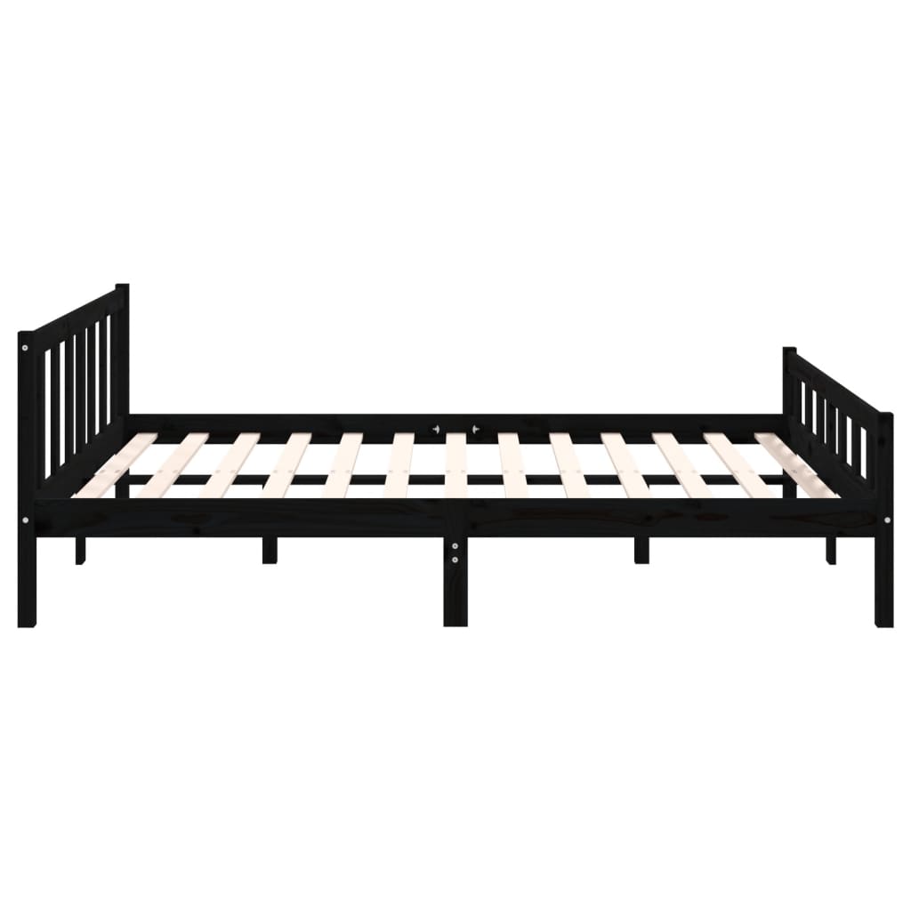 vidaXL Bed Frame without Mattress Black Solid Wood 120x200 cm