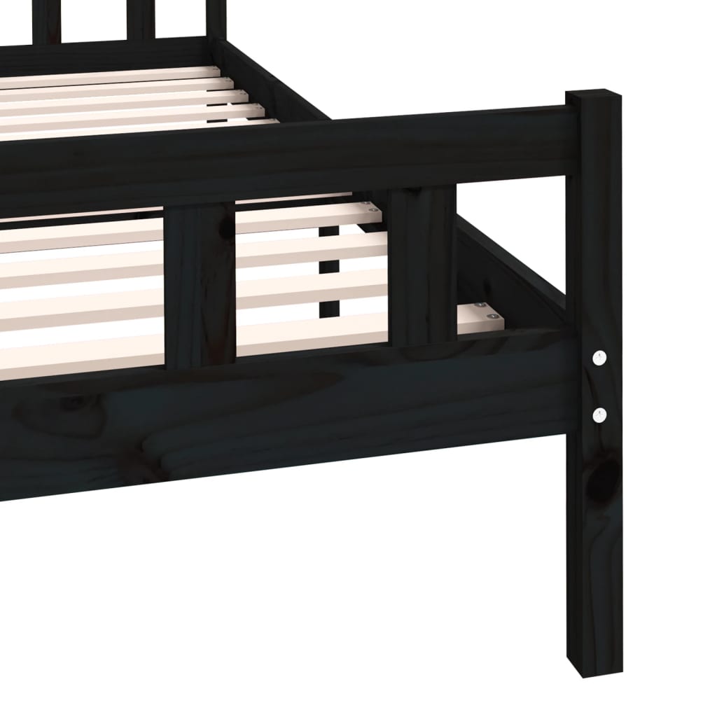 vidaXL Bed Frame without Mattress Black Solid Wood 120x200 cm