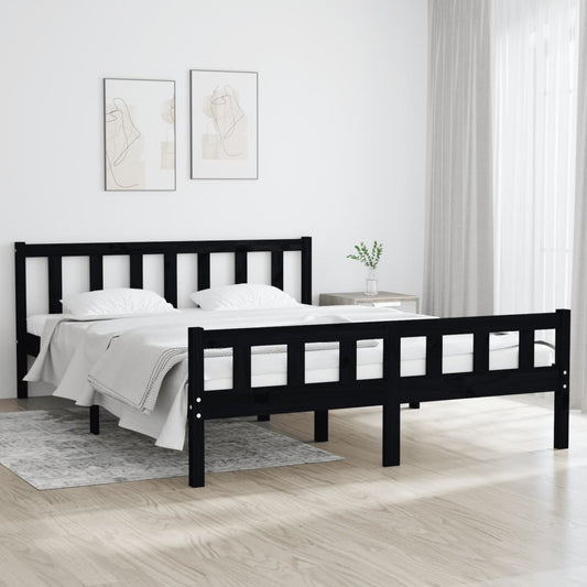 vidaXL Bed Frame without Mattress Black Solid Wood 120x200 cm