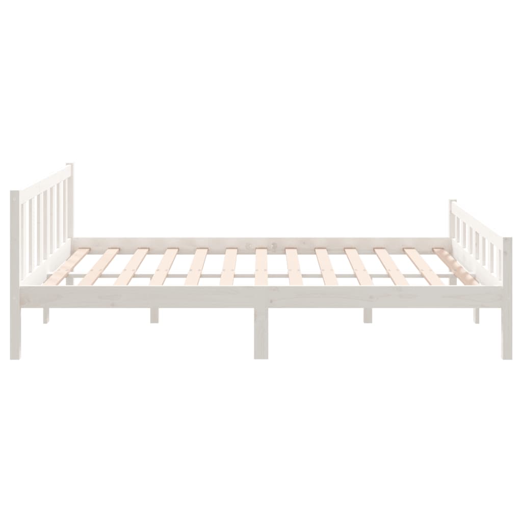 Bed Frame | White | Solid Pine Wood | King Size |  Durable | Bed Frame