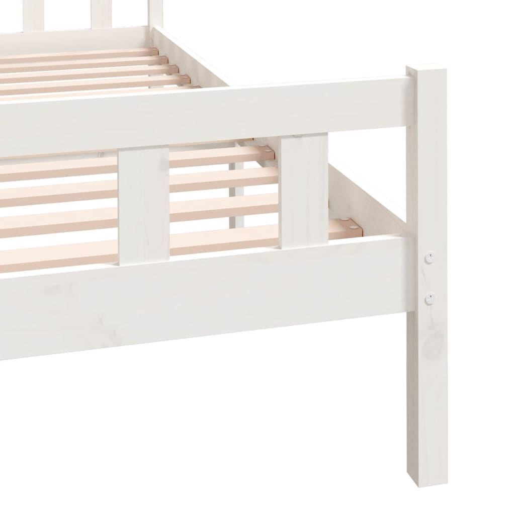 Bed Frame | White | Solid Pine Wood | King Size |  Durable | Bed Frame