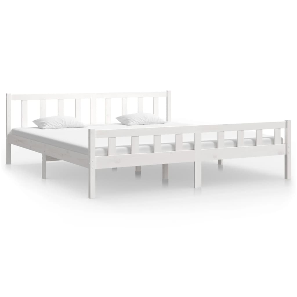 Bed Frame | White | Solid pine wood, Plywood | Double | Durable