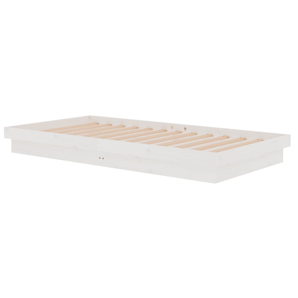 819898 vidaXL Bed Frame without Mattress White Solid Wood 100x200 cm