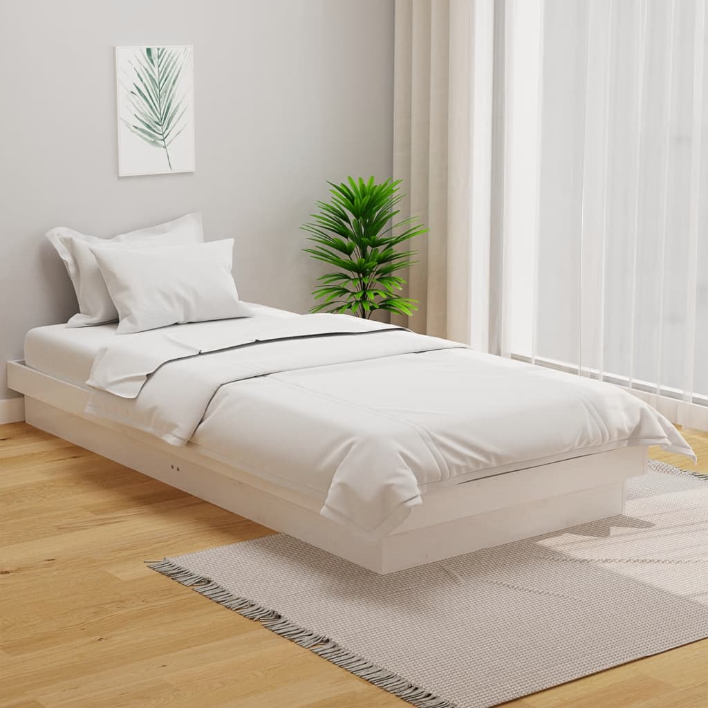 819898 vidaXL Bed Frame without Mattress White Solid Wood 100x200 cm