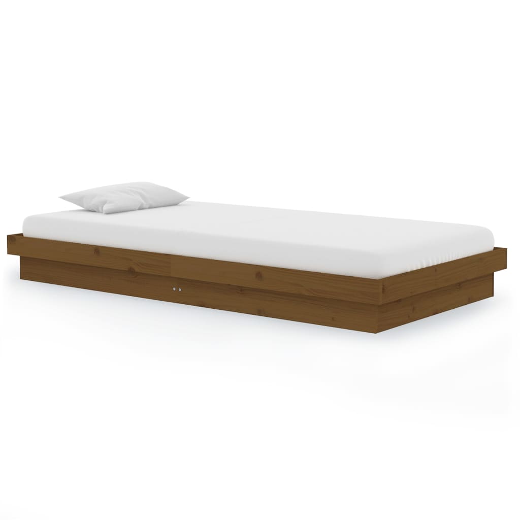 819900 vidaXL Bed Frame without Mattress Honey Brown Solid Wood 100x200 cm