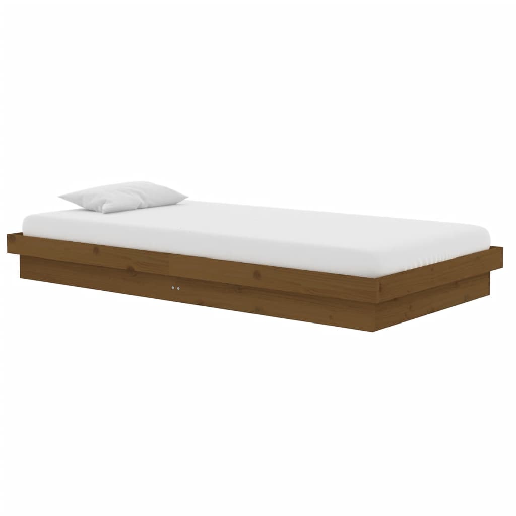 819900 vidaXL Bed Frame without Mattress Honey Brown Solid Wood 100x200 cm