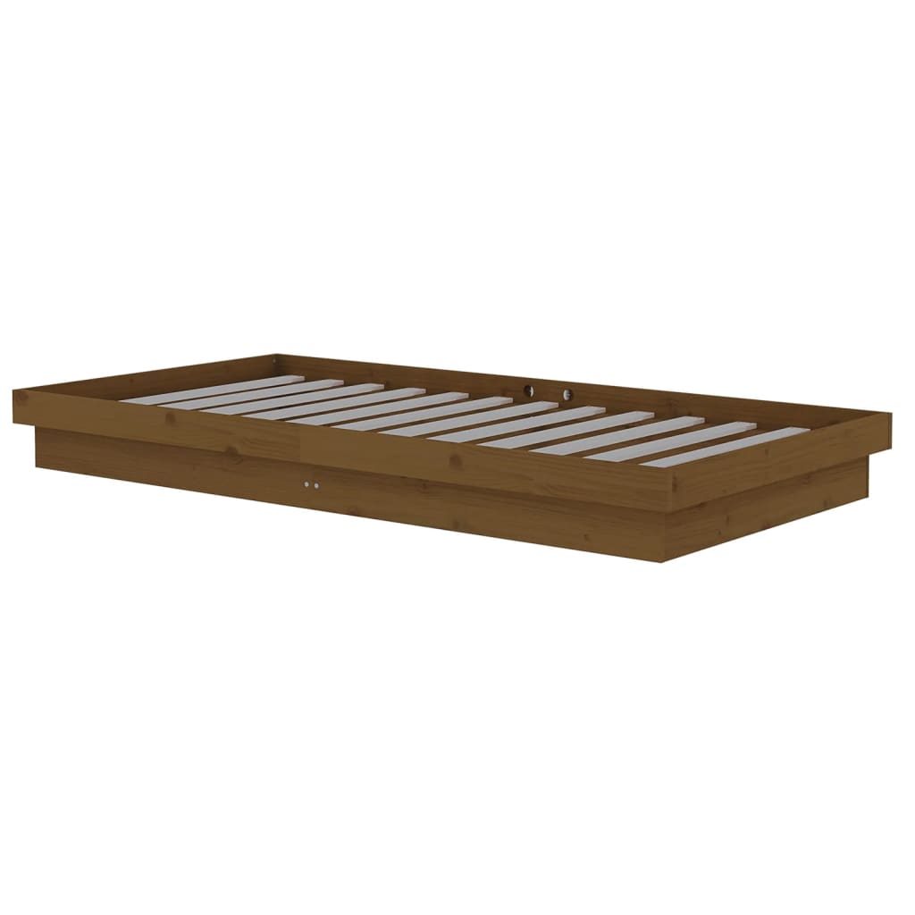 819900 vidaXL Bed Frame without Mattress Honey Brown Solid Wood 100x200 cm