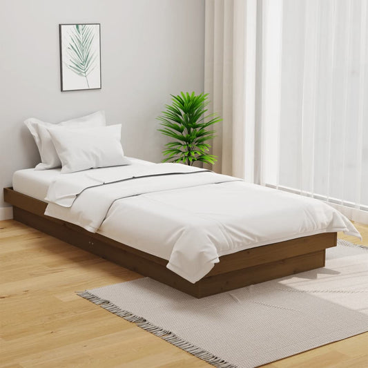 819900 vidaXL Bed Frame without Mattress Honey Brown Solid Wood 100x200 cm