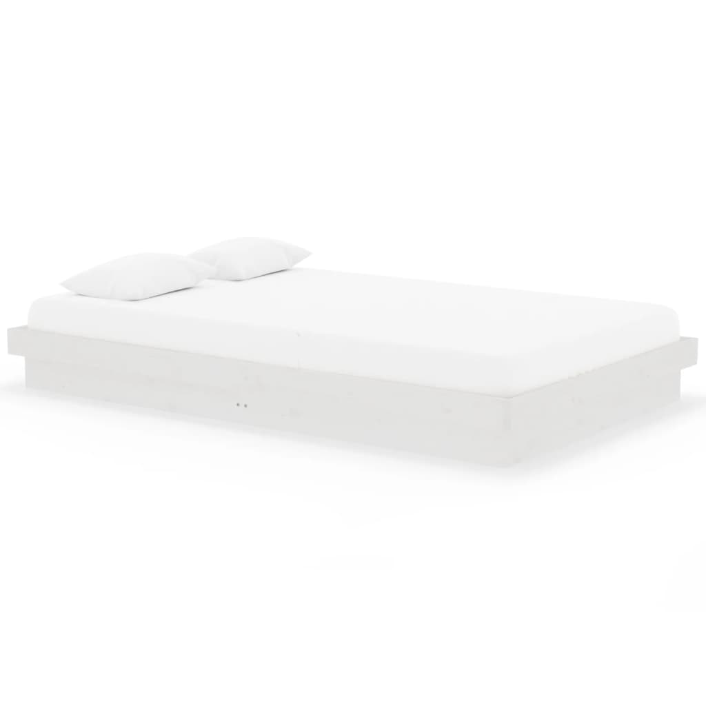 819903 vidaXL Bed Frame without Mattress White Solid Wood 120x200 cm