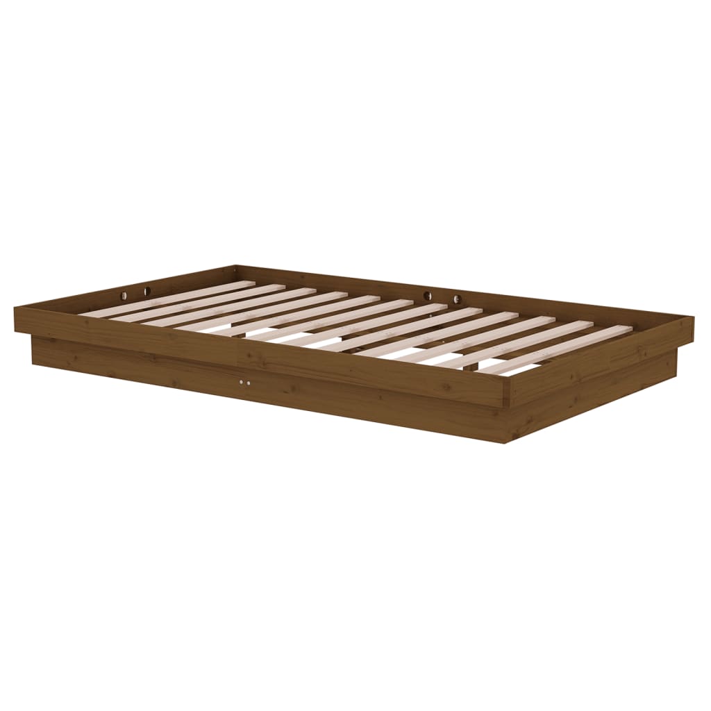 819905 vidaXL Bed Frame without Mattress Honey Brown Solid Wood 120x200 cm