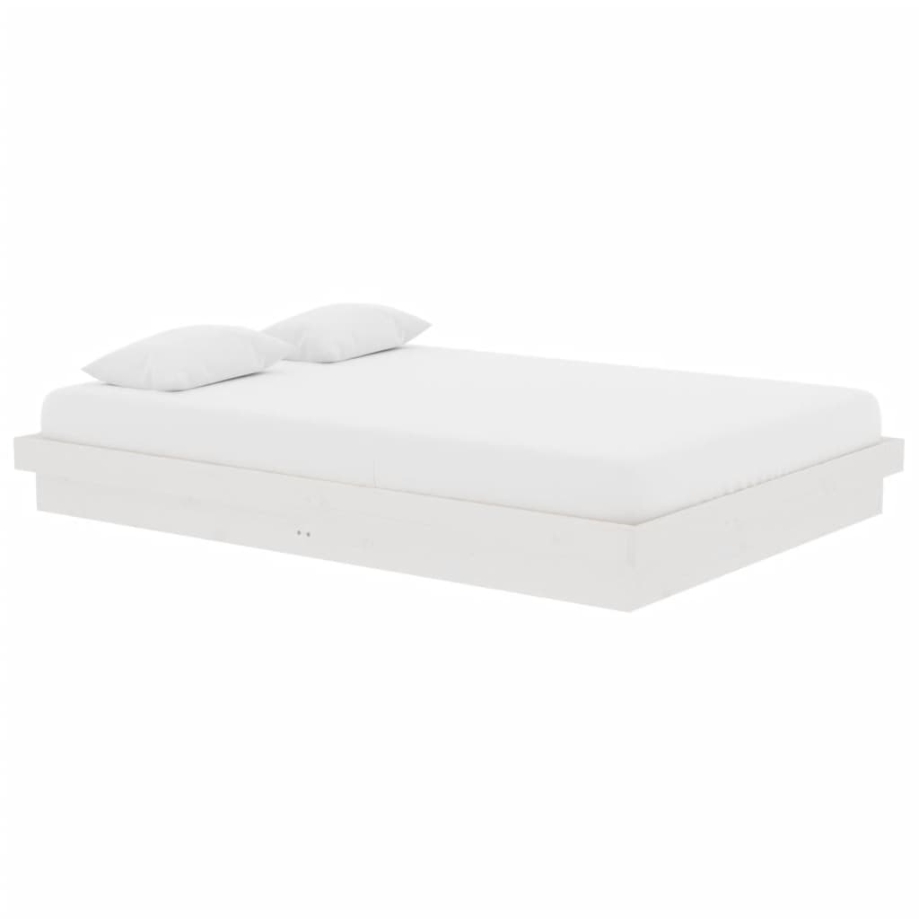 819908 vidaXL Bed Frame without Mattress White Solid Wood 140x200 cm