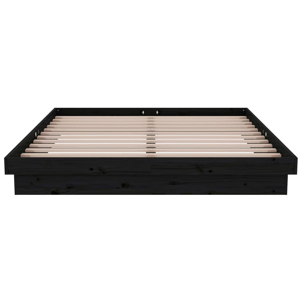 vidaXL Bed Frame without Mattress Black Solid Wood King Size