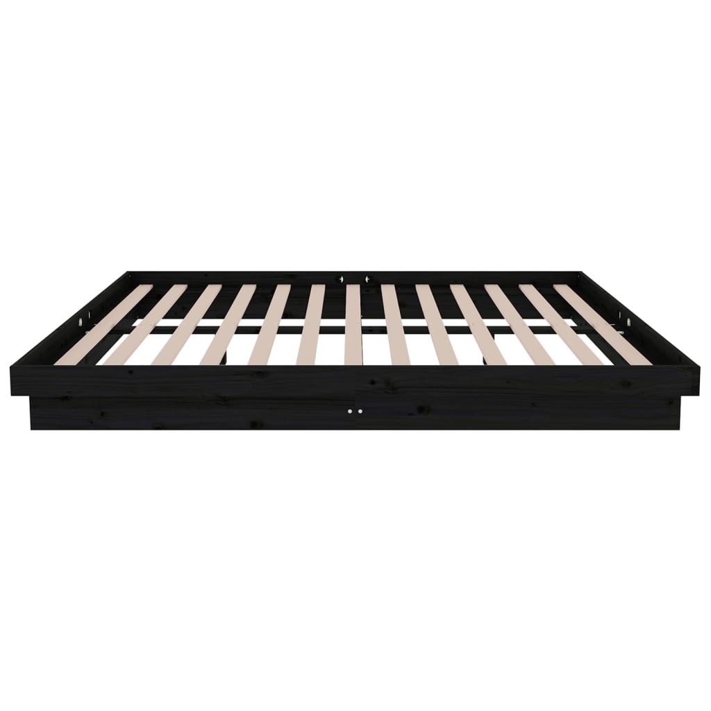 vidaXL Bed Frame without Mattress Black Solid Wood King Size