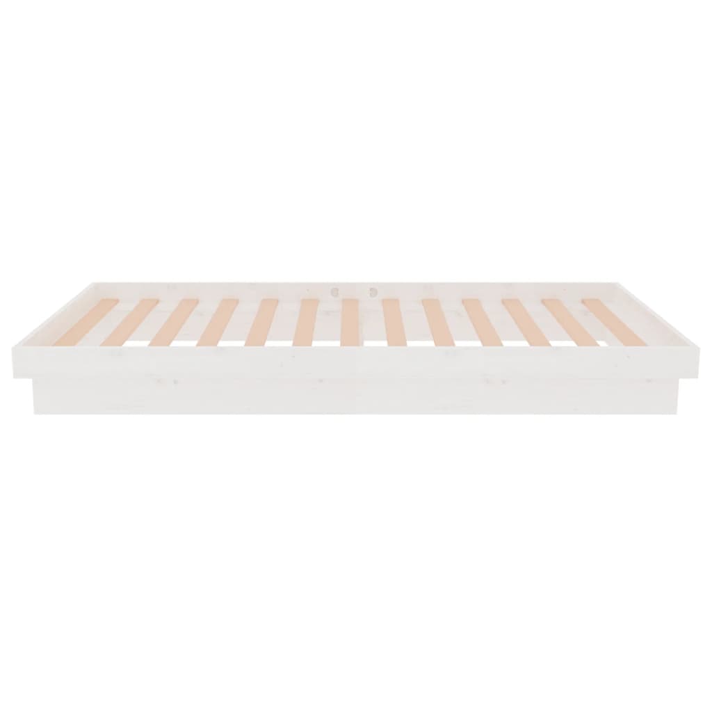 Bed Frame without Mattress White Solid Wood Single