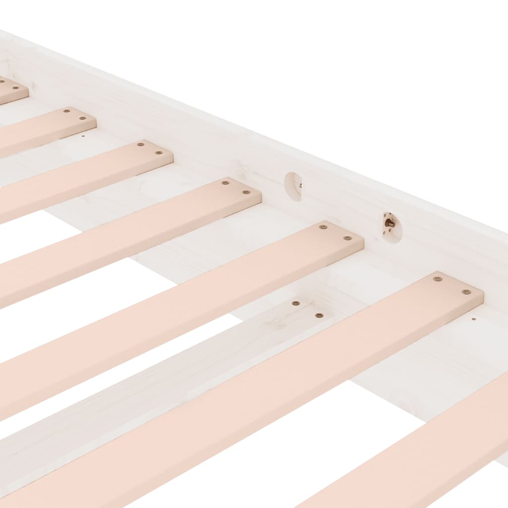 Bed Frame without Mattress White Solid Wood Single