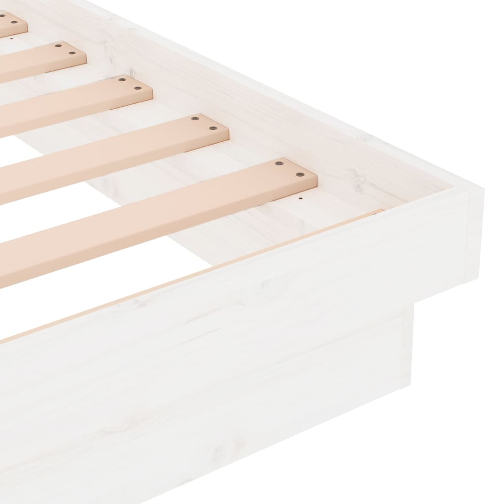 Bed Frame without Mattress White Solid Wood Single