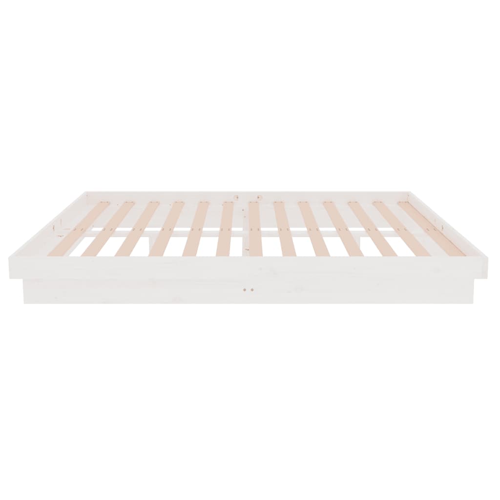 vidaXL Bed Frame without Mattress White Solid Wood 140x190 cm