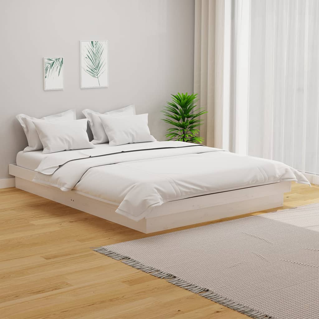 vidaXL Bed Frame without Mattress White Solid Wood 140x190 cm