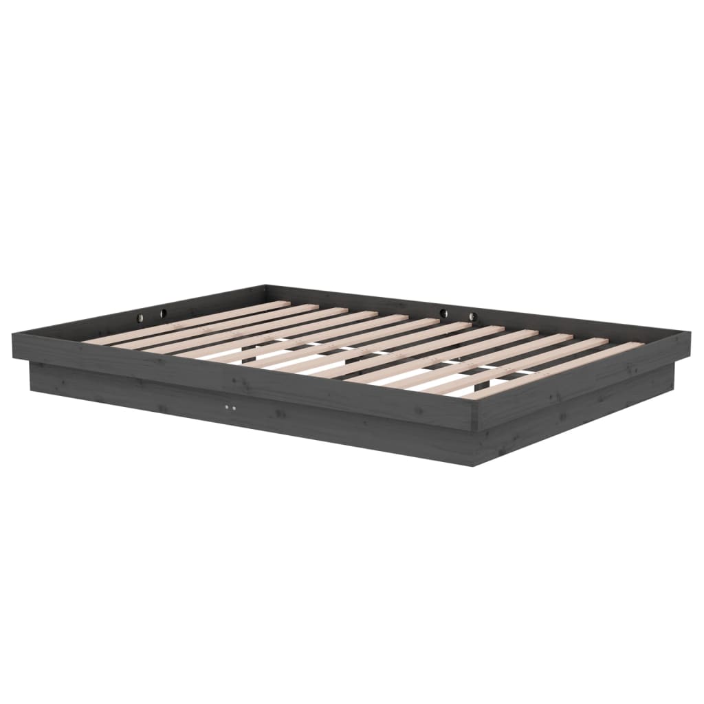 Bed Frame without Mattress Grey Solid Wood 140x190 cm