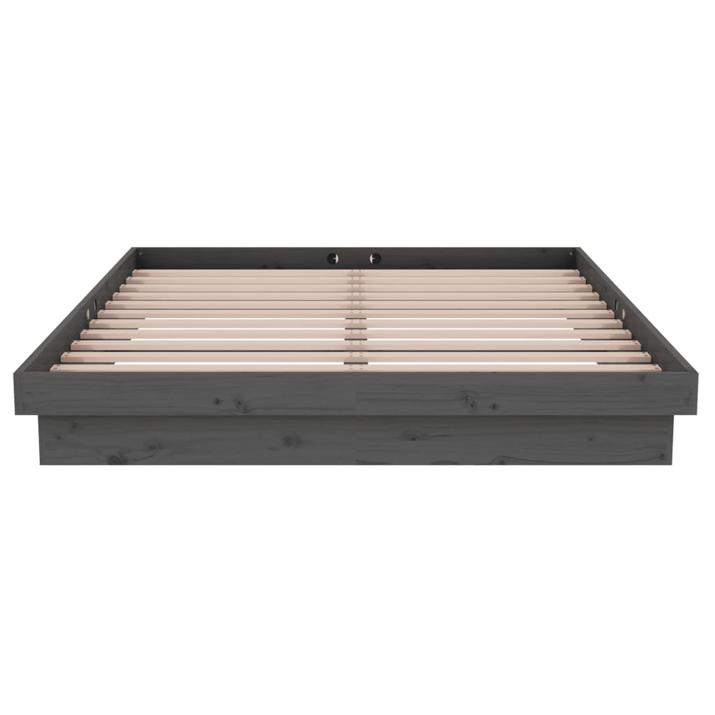 Bed Frame without Mattress Grey Solid Wood 140x190 cm