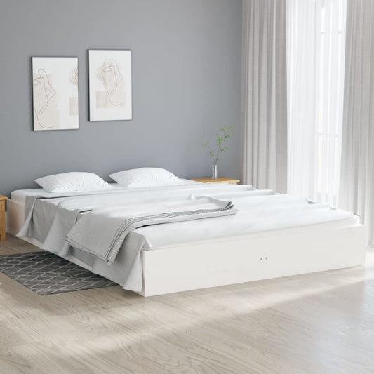 vidaXL Bed Frame without Mattress White Solid Wood 200x200 cm