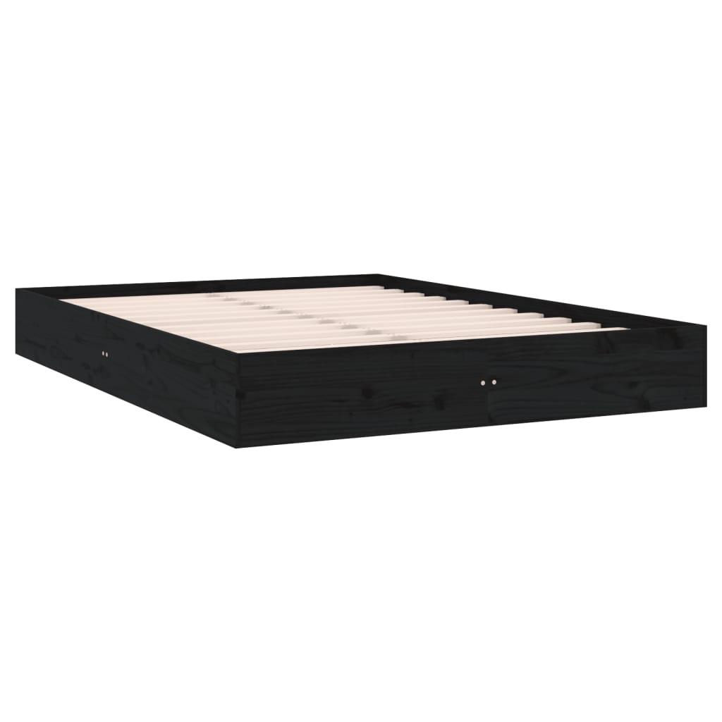 vidaXL Bed Frame without Mattress Black Solid Wood 160x200 cm