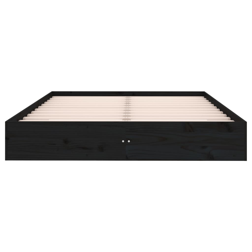 vidaXL Bed Frame without Mattress Black Solid Wood 160x200 cm