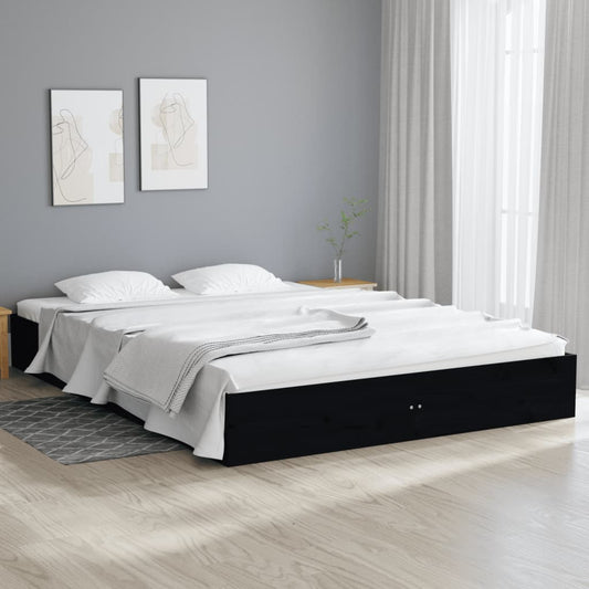 vidaXL Bed Frame without Mattress Black Solid Wood 160x200 cm