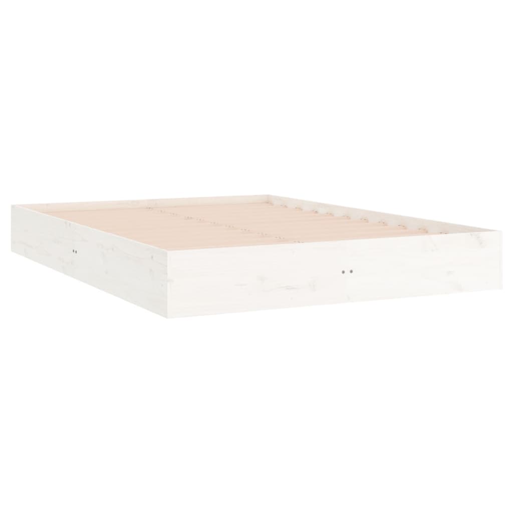 Bed Frame without Mattress White Solid Wood 150x200 cm King Size King Size