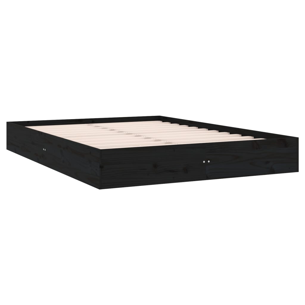 vidaXL Bed Frame without Mattress Black Solid Wood 120x200 cm