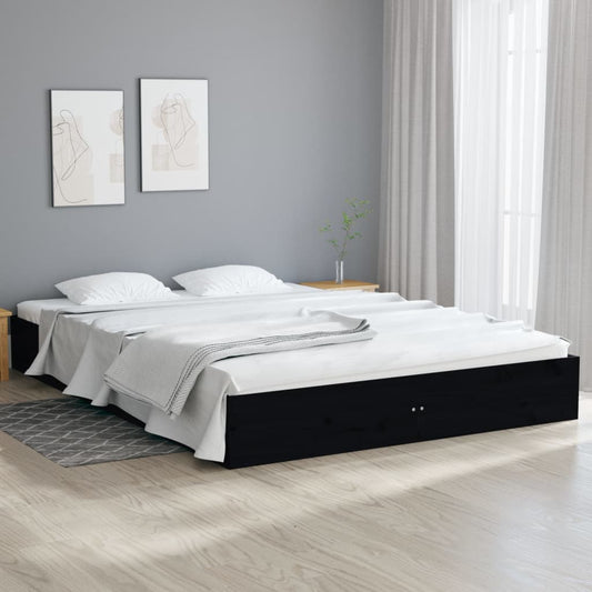 vidaXL Bed Frame without Mattress Black Solid Wood 120x200 cm