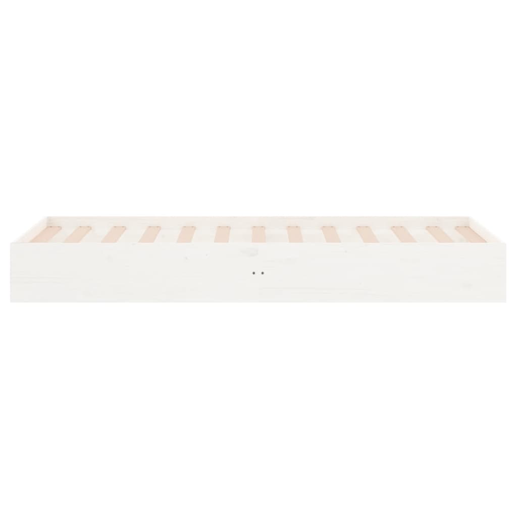 Bed Frame without Mattress White Solid Wood 75x190 cm Small Single