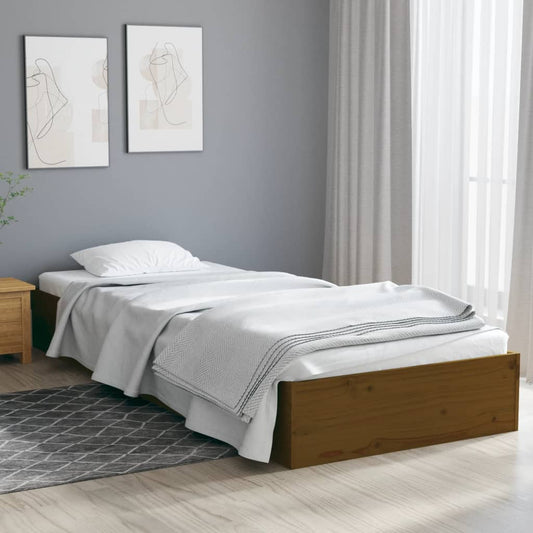 vidaXL Bed Frame without Mattress Honey Brown Solid Wood 75x190 cm Small Single