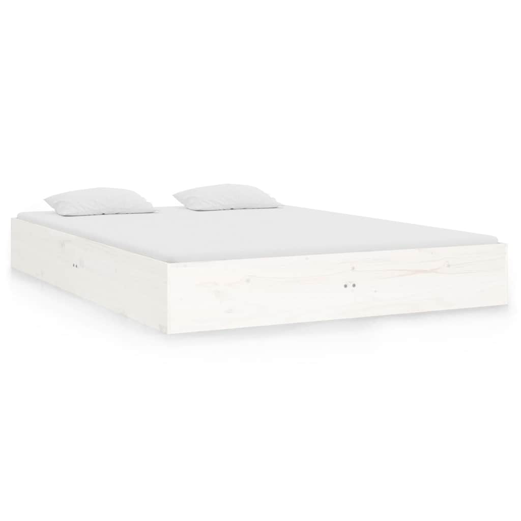 Bed Frame without Mattress White Solid Wood 120x190 cm Small Double