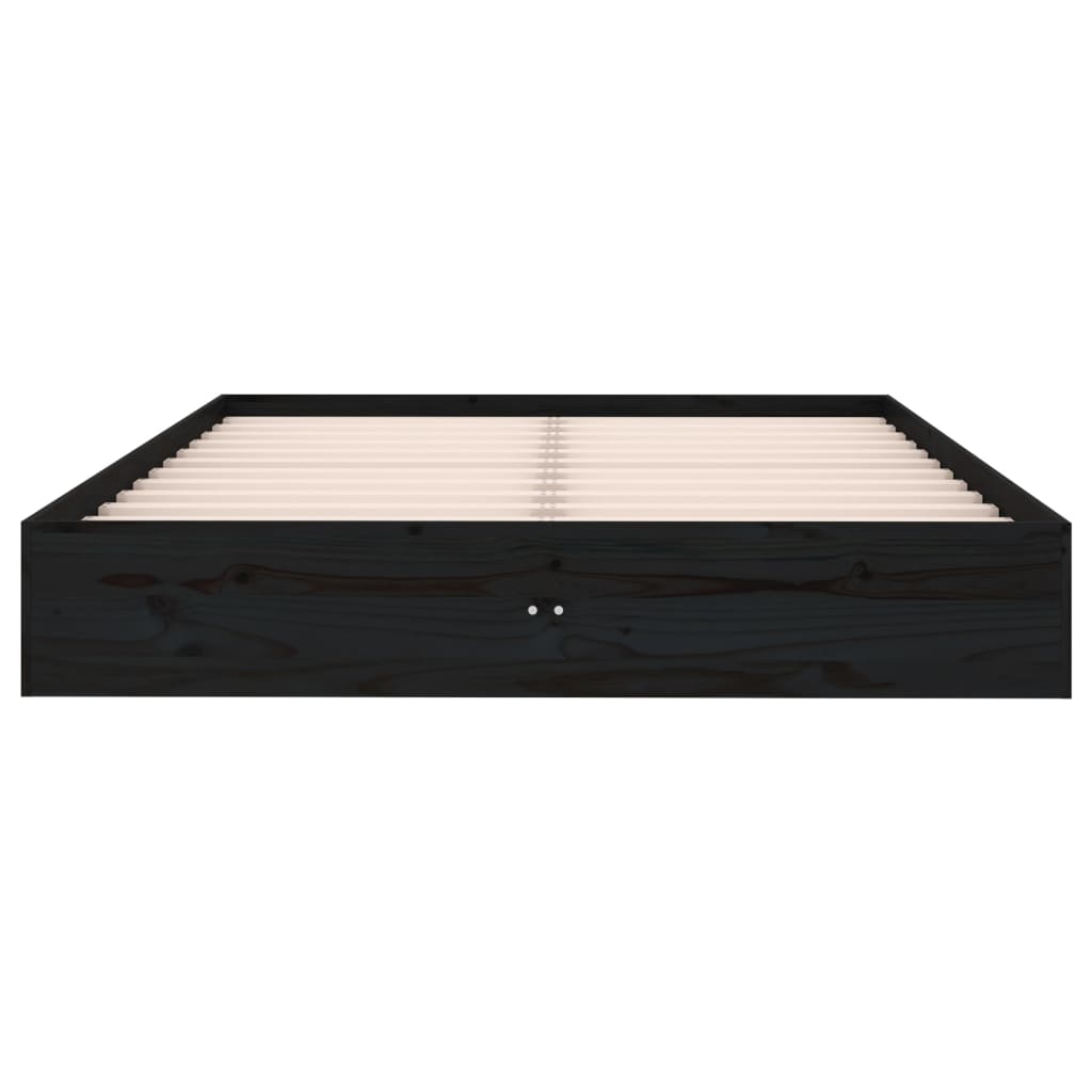 vidaXL Bed Frame without Mattress Black Solid Wood 120x190 cm Small Double