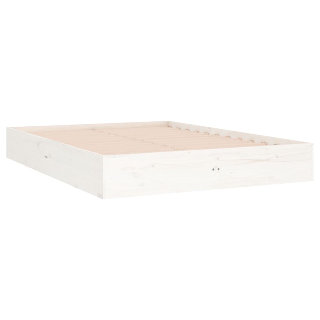 Bed Frame without Mattress White Solid Wood 135x190 cm Double Double