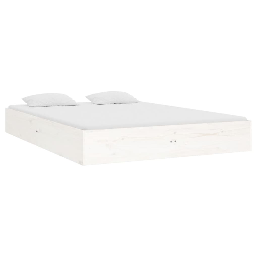 Bed Frame without Mattress White Solid Wood 135x190 cm Double Double