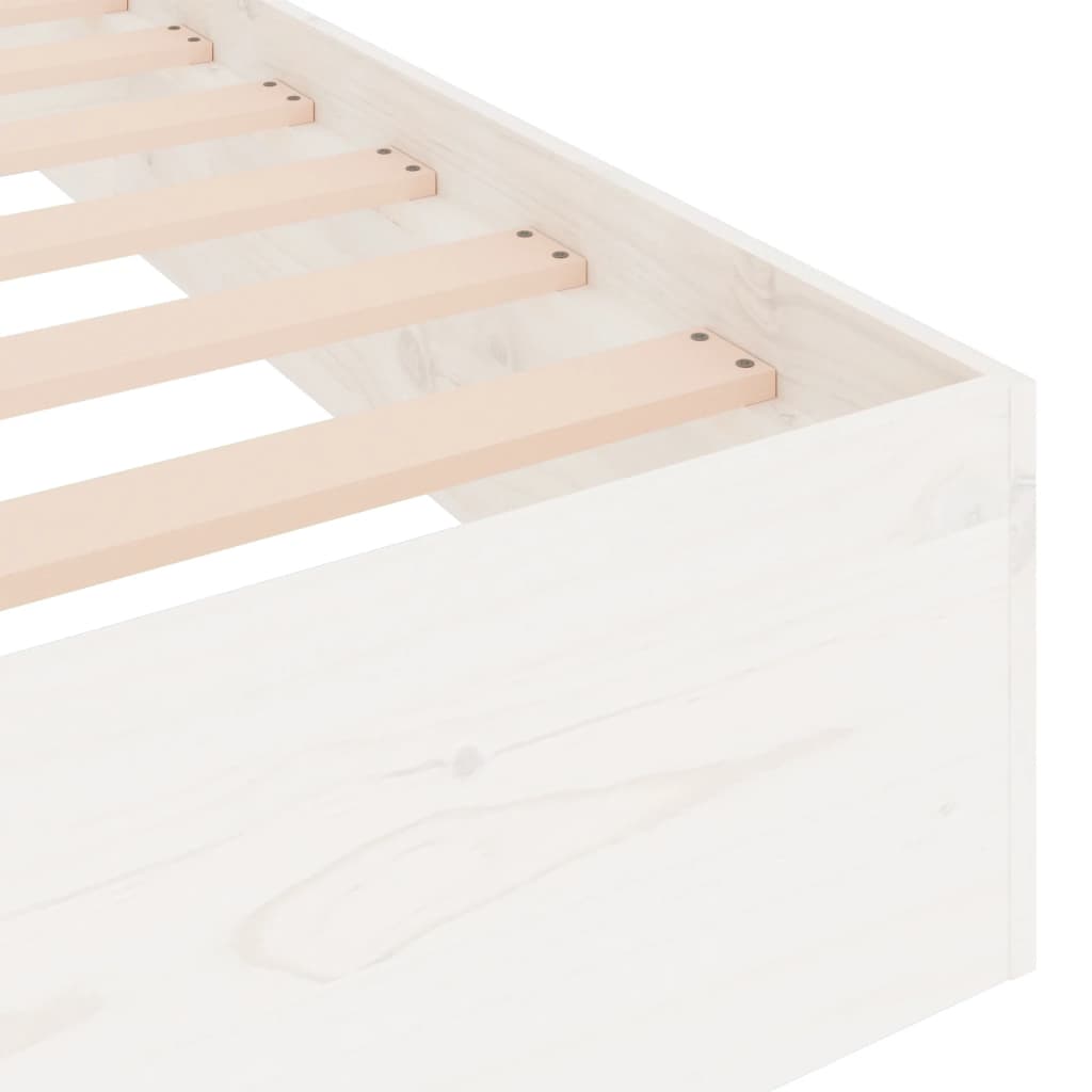 Bed Frame | White | Solid pine wood, Plywood | Double | Decorative Inlays