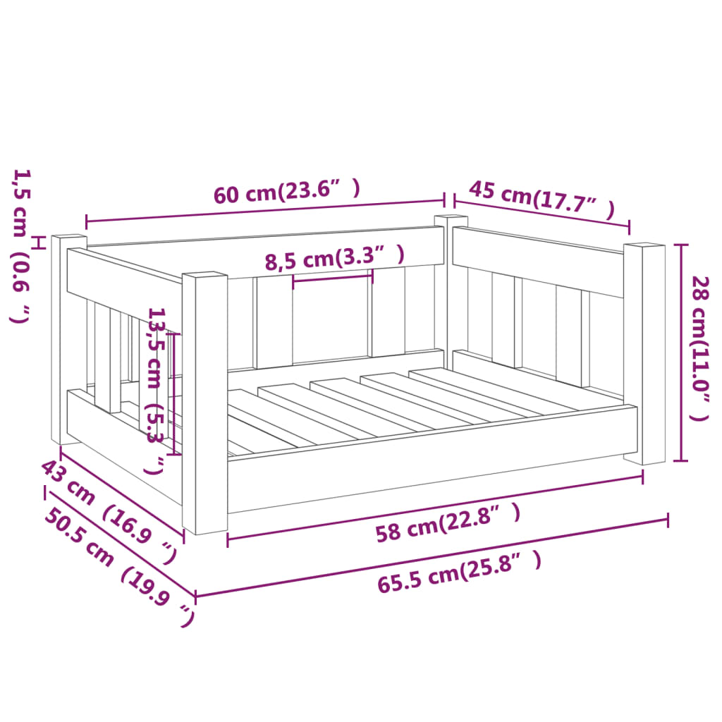 Dog Bed | White | Solid pine wood | Medium | Durable | Dog Bed
