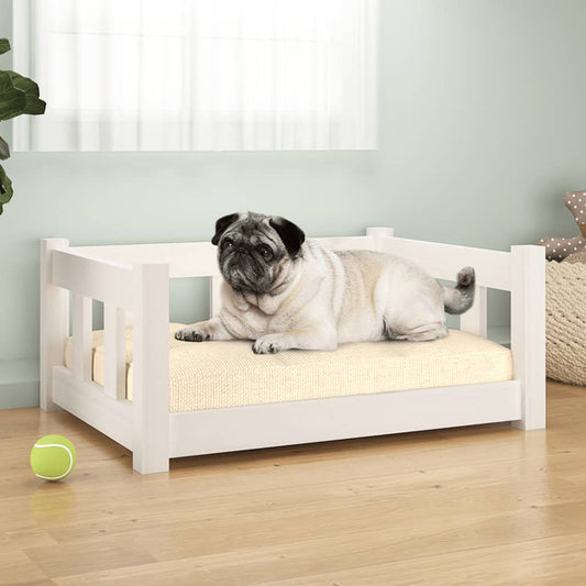 Dog Bed White 65,5x50,5x28 cm Solid Wood Pine