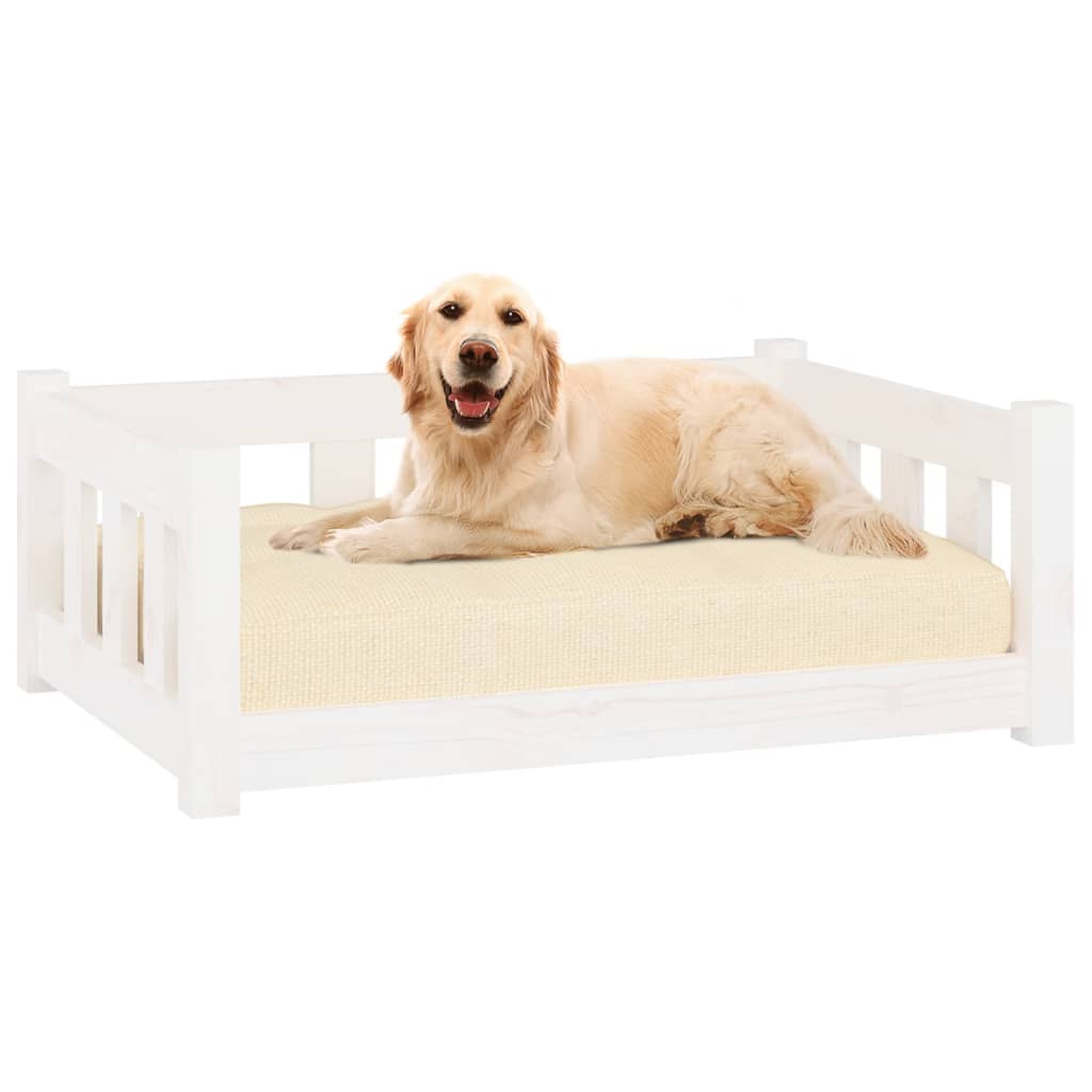 vidaXL Dog Bed White 75.5x55.5x28 cm Solid Wood Pine