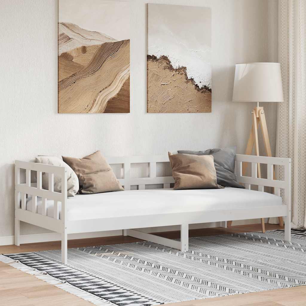Day Bed without Mattress White Solid Wood Pine 90x200 cm