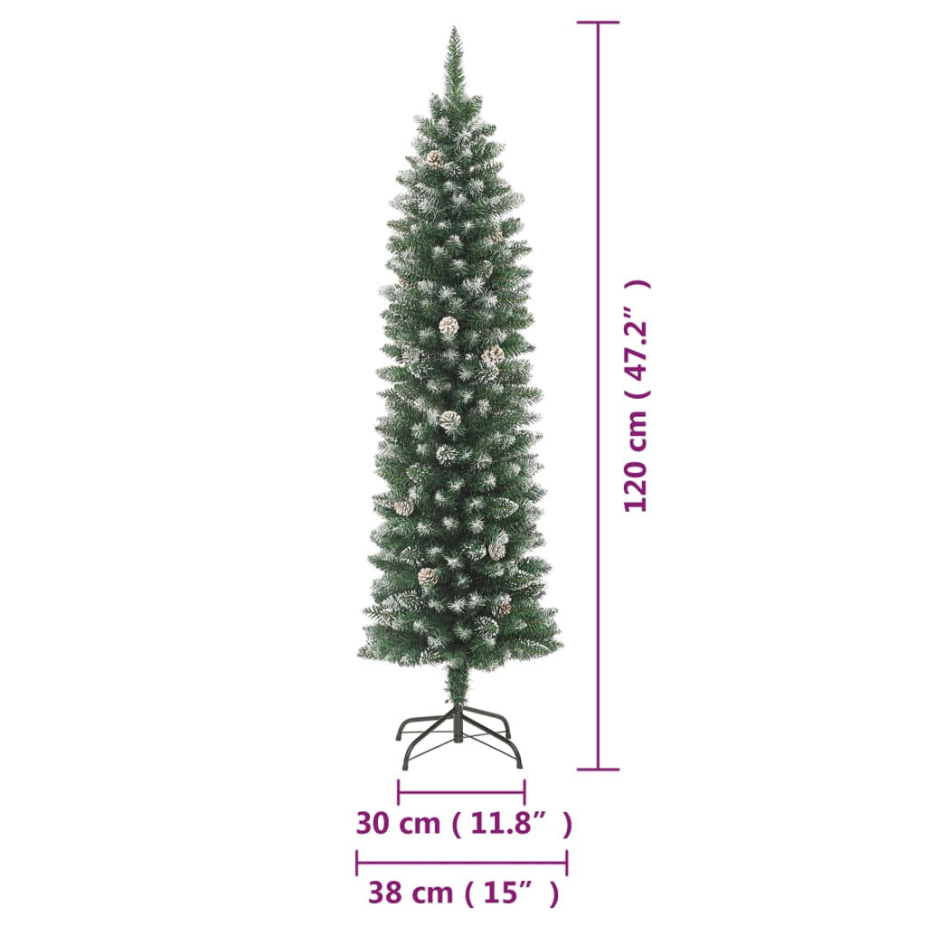 vidaXL Artificial Slim Christmas Tree with Stand 120 cm PVC